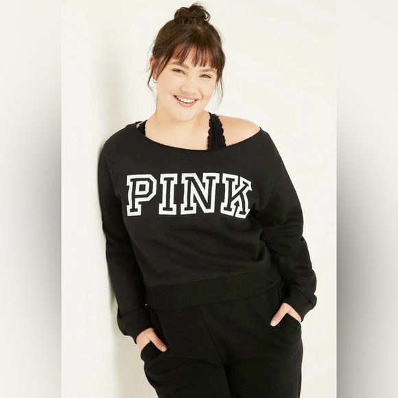 PINK Victoria’s Secret Everyday Lounge Off The Shoulder Sweatshirt - Picture 2 of 12